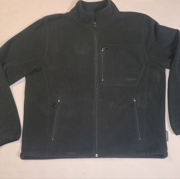 0849. Cabelas ~ Black ~ Fleece ~ Jacket with Zipper Pockets ~ XL ~ T - Picture 9 of 17